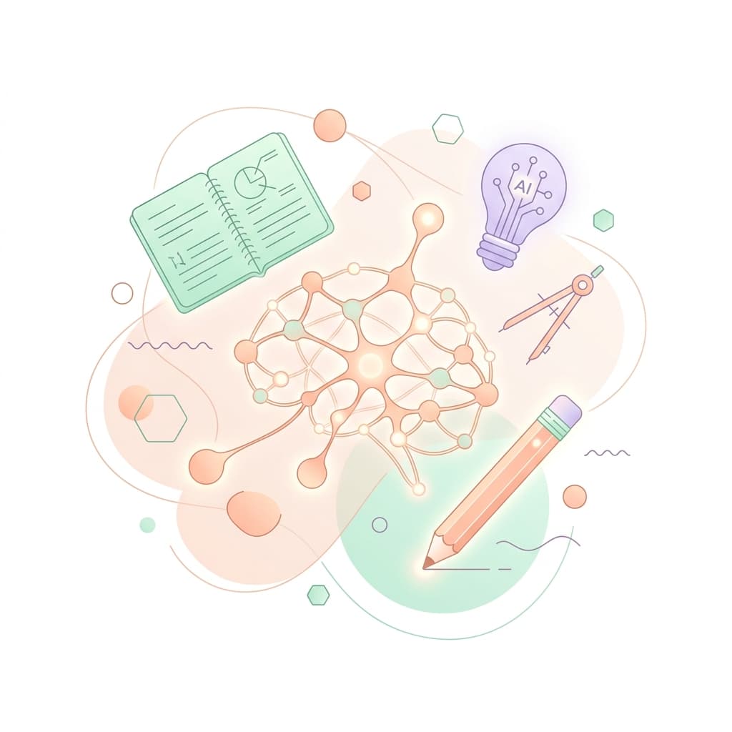 Ilustración abstracta moderna de educación e Inteligencia Artificial